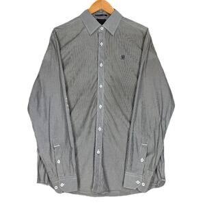 G‑STAR RAW CORRECTLINE STRIPED BUTTON‑DOWN SHIRT – GRAY/WHITE – MEN’S XL